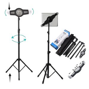 מעמד חצובה אוניברסלי לטאבלטים מתכוונן 360 מעלות באורך 1.6 מטר