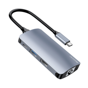 האב USB-C עם 6 חיבורים כולל חיבור RJ45 בעיצוב אלומיניום עמיד Yesido