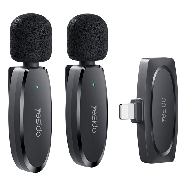 מיקרופון כפול אלחוטי Lightning עם טכנולוגיה להפחתת רעשים Yesido KR14