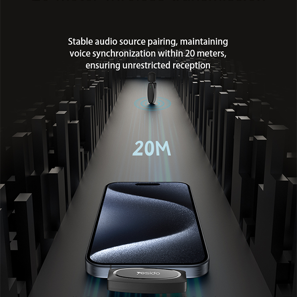 מיקרופון כפול אלחוטי Lightning עם טכנולוגיה להפחתת רעשים Yesido KR14