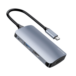 מתאם 7 ב-1 USB-C עם חיבורי USB-A ו-USB-C, כרטיסי SD/TF וחיבור VGA מבית Yesido
