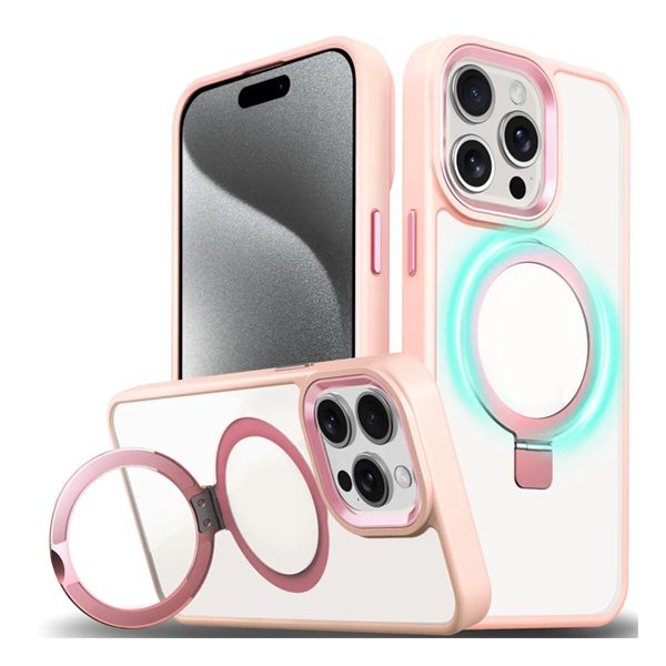 כיסוי מט לאייפון 16 פרו מקס ורוד תומך MagSafe עם רגלית מתקפלת NanoX
