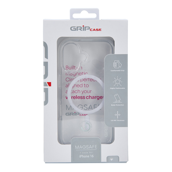 כיסוי שקוף דק לאייפון 16 תומך טעינת MagSafe אלחוטית Grip Case Crystal