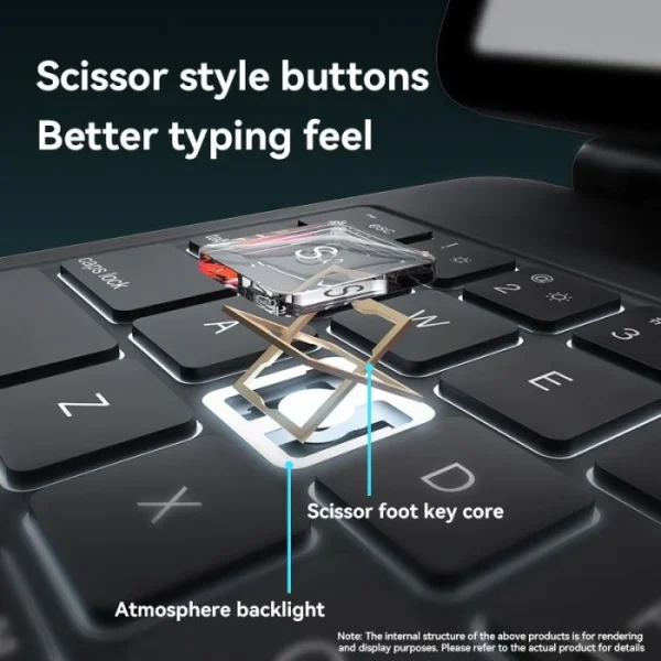 כיסוי מקלדת ועכבר לאייפד 10.9 אייר:11 פרו 2022 דיגטלית נוחה במיוחד עם צג Led מבית Yesido Kb25 5