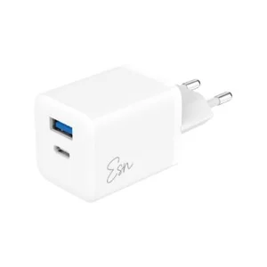 מטען קיר 43W עם 2 יציאות וכבל USB-C ל-USB-C מבית Essentials לבן