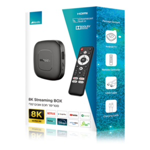 סטרימר Android TV 8K איכותי 2GB/8GB עם תמיכה ב-Dolby Audio מבית Nordic