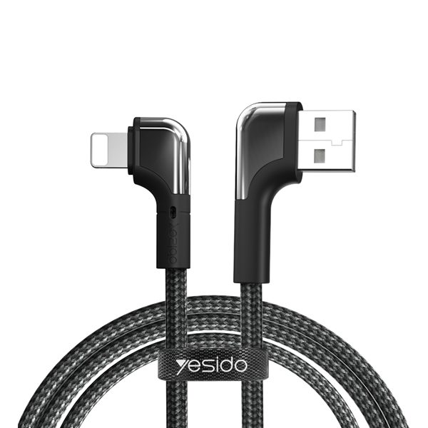 כבל טעינה 1.2 מטר Lightning בעיצוב 90 מעלות עם טעינה מהירה 12W מבית Yesido CA80