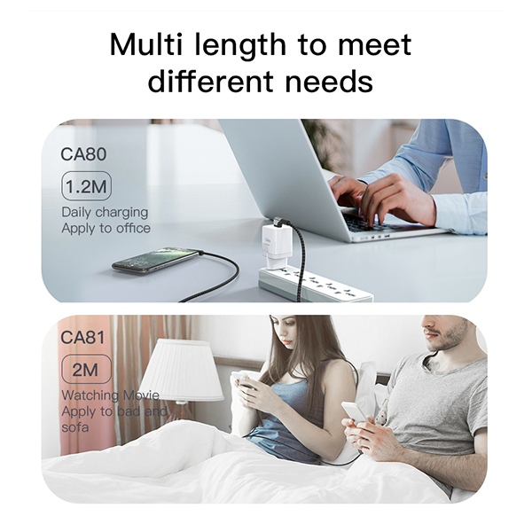 כבל טעינה 1.2 מטר Lightning בעיצוב 90 מעלות עם טעינה מהירה 12W מבית Yesido CA80