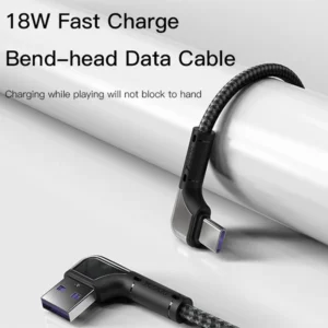 כבל טעינה מהירה 2 מטר בזווית 90 מעלות USB-A ל-Micro מבית Yesido CA81