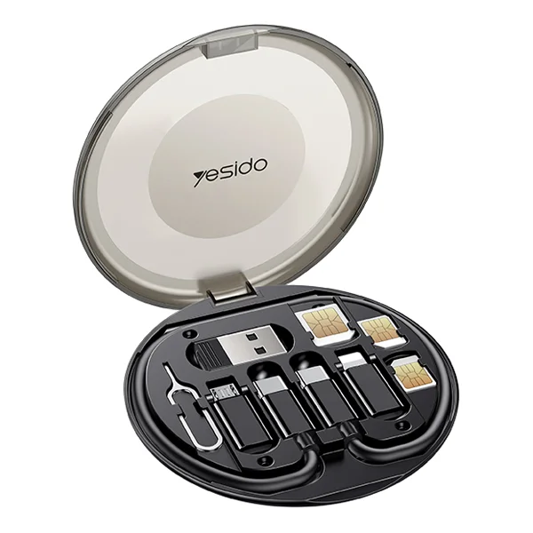 מארז קומפקטי מחזיק סמארטפון 6 ב-1 עם מתאמי OTG, אחסון ומחט לכרטיס סים Yesido CA118