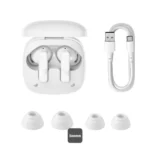 אוזניות אלחוטיות Baseus Bowie E20 בצבע לבן | ביטול רעשים וסאונד עוצמתי