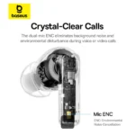 אוזניות אלחוטיות Baseus Bowie E20 בצבע לבן | ביטול רעשים וסאונד עוצמתי