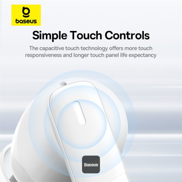 אוזניות אלחוטיות Baseus Bowie E20 בצבע לבן | ביטול רעשים וסאונד עוצמתי