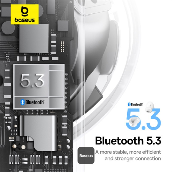 אוזניות אלחוטיות Baseus Bowie E20 בצבע לבן | ביטול רעשים וסאונד עוצמתי