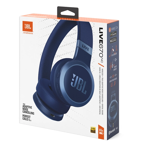 אוזניות אלחוטיות JBL Live 670NC כחול עם חיי סוללה ארוכים