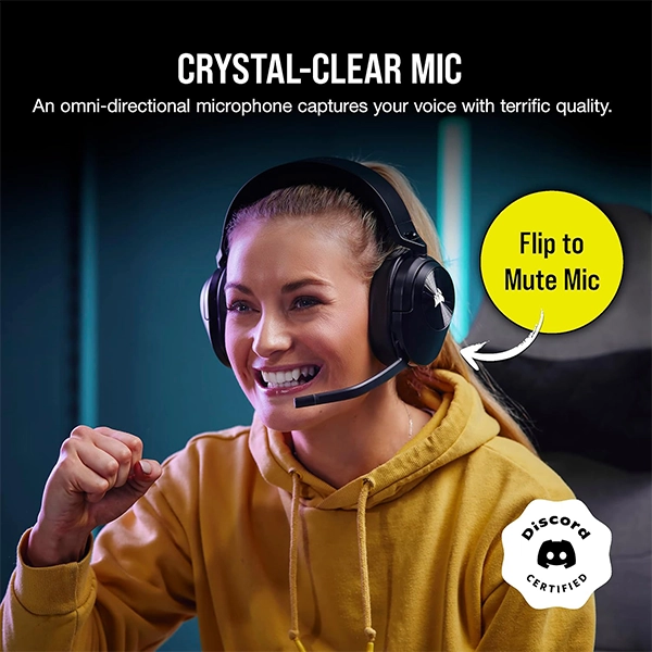 אוזניות גיימינג אלחוטיות Corsair Hs55 Wireless שחור עם שמע איכותי ונוחות מירבית