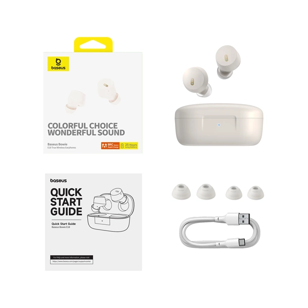 אוזניות תוך אוזן אלחוטיות לבנות עם חוויית שמע יוצאת דופן | Baseus Bowie E18 Tws 8