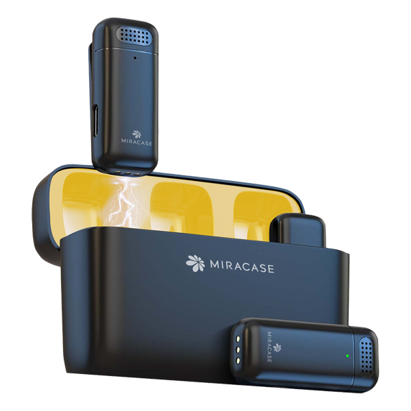 זוג מיקרופונים אלחוטיים מקצועיים עם חיבור Type-C וסינון רעשים מתקדם Miracase MWMC750