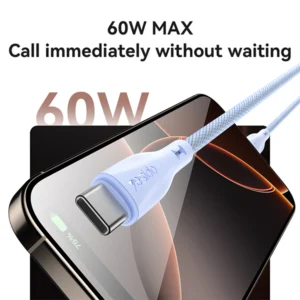 כבל USB-C 60W ל-USB-C לבן באורך 1.2 מטר מהיר וחזק במיוחד | Yesido CA168