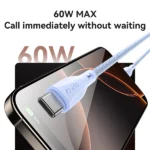 כבל USB-C 60W סגול באורך 1.2 מטר מהיר וחזק במיוחד | Yesido CA168