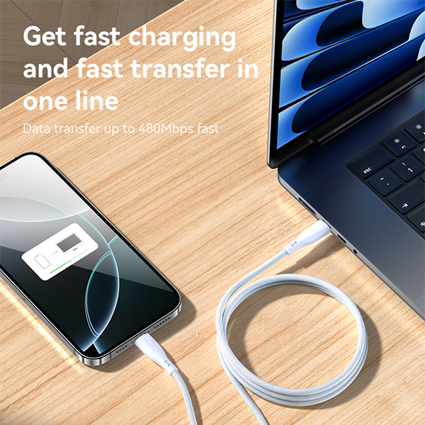 כבל USB-C 60W סגול באורך 1.2 מטר מהיר וחזק במיוחד | Yesido CA168