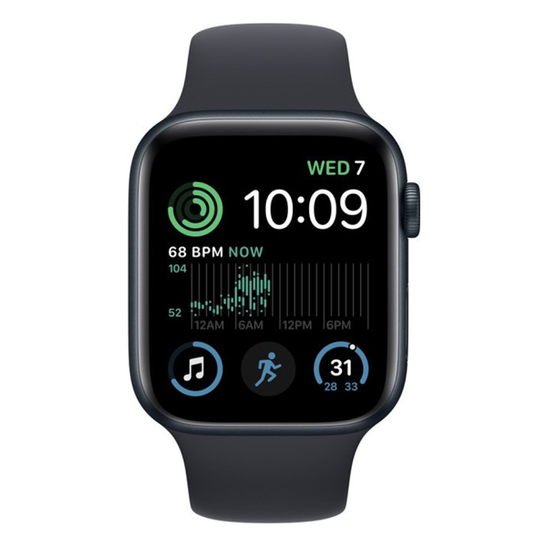 Apple Watch Series SE 2022 40mm שחור אלומיניום תומך GPS עם רצועת סיליקון שחורה Sport Band