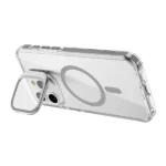 כיסוי שקוף אפור לאייפון 12 עם סטנד תומך MagSafe איכותי | Grip Case Crystal Pro