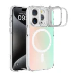 כיסוי שקוף צבעוני לאייפון 12 עם סטנד תומך MagSafe איכותי | Grip Case Crystal Pro