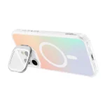 כיסוי שקוף צבעוני לאייפון 12 עם סטנד תומך MagSafe איכותי | Grip Case Crystal Pro