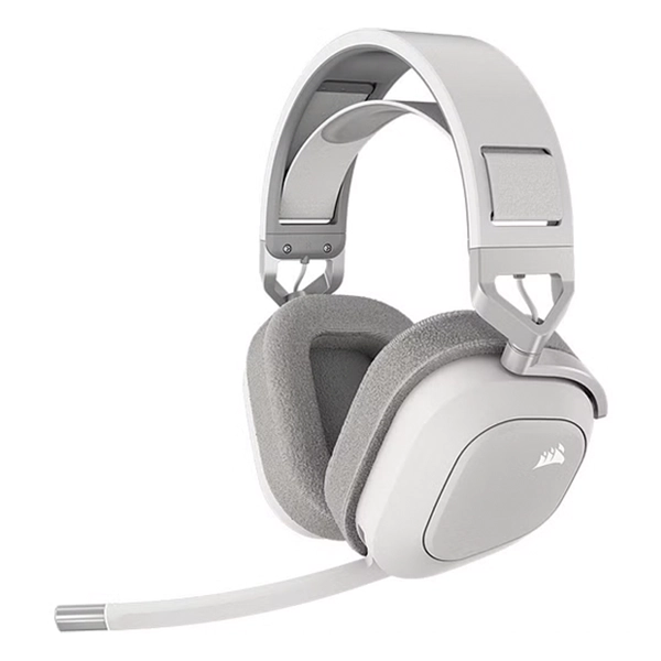 אוזניות גיימינג אלחוטיות Corsair Hs80 Max Wireless לבן עם שמע היקפי Dolby Atmos ומיקרופון איכותי