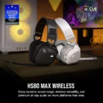 אוזניות גיימינג אלחוטיות Corsair Hs80 Max Wireless לבן עם שמע היקפי Dolby Atmos ומיקרופון איכותי