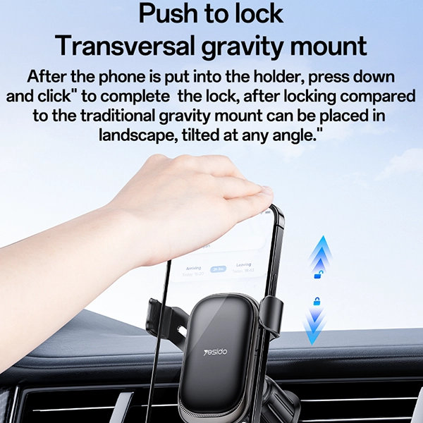 מעמד טלפון לרכב עם סיבוב 360 מעלות ונעילה מכנית Yesido C247