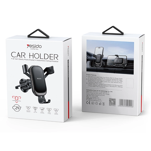 מעמד טלפון לרכב עם סיבוב 360 מעלות ונעילה מכנית Yesido C247