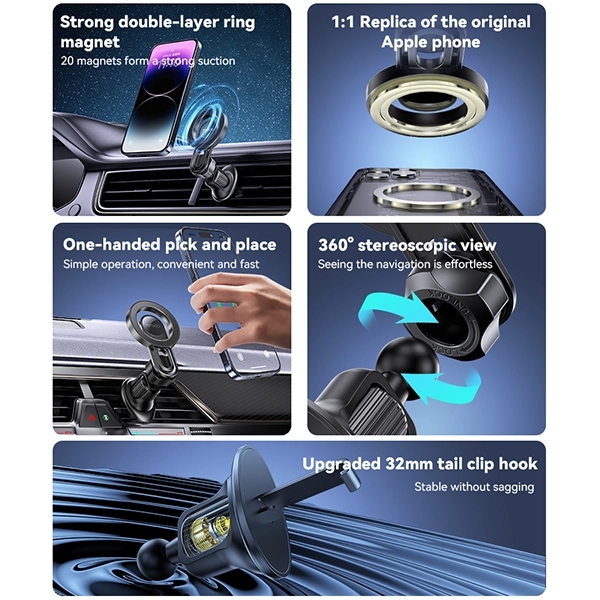 מעמד מגנטי לרכב תומך MagSafe עם סיבוב 360 מעלות ואחיזה חזקה Yesido C209