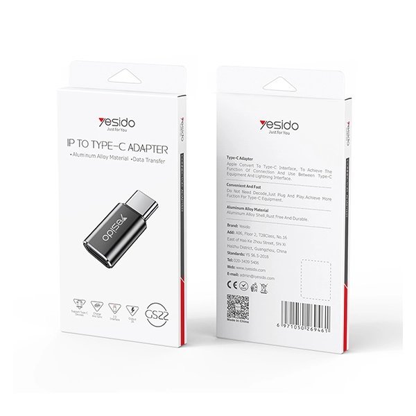 מתאם Type-C ל-Lightning טעינה והעברת נתונים מהירה Yesido GS22