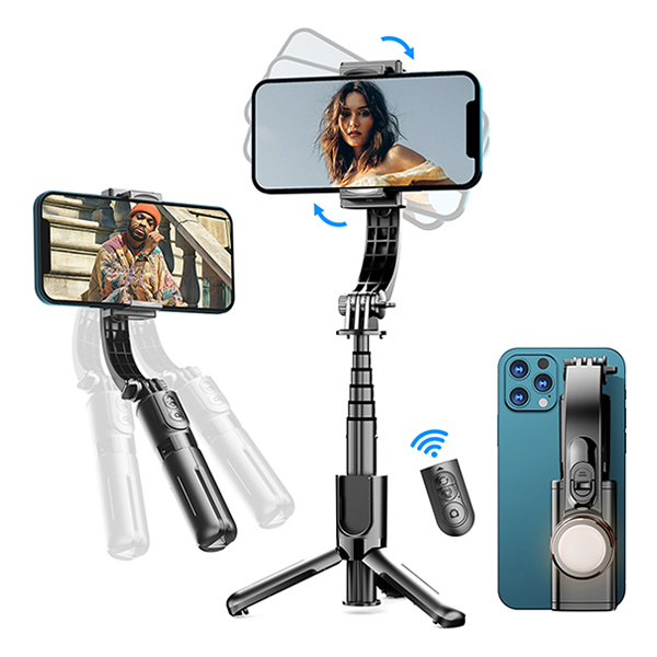 גימבל מתקפל עם שלט, תאורת LED וסיבוב 360° | L18s