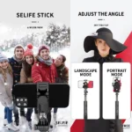 מקל סלפי מקצועי עם חצובה מתקפלת, יציב, נייד, מסתובב 360° | Q06