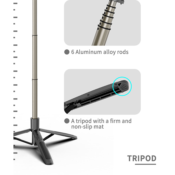 מקל סלפי מקצועי עם חצובה מתקפלת, יציב, נייד, מסתובב 360° | Q06