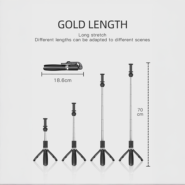 מקל סלפי מתקפל עם שלט בלוטות' וחצובה מובנית | L01s