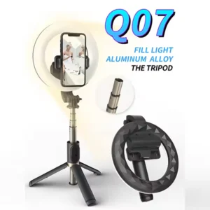 מקל סלפי עם טבעת תאורה שלט בלוטות׳ וסוללה חזקה במיוחד | Q07