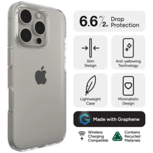 כיסוי לאייפון 16 פרו שקוף תומך MagSafe קליל עם הגנה מתקדמת | ZAGG Crystal Palace Lite