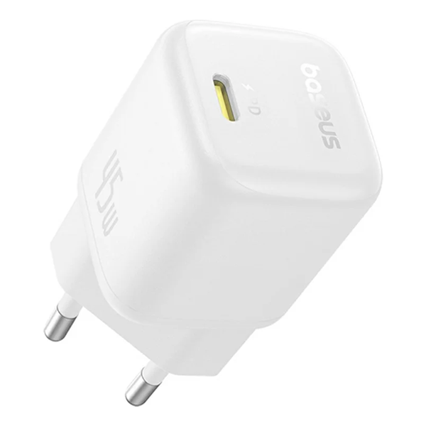 ראש מטען Type-C 45W לבן קומפקטי | Baseus PicoGo GaN