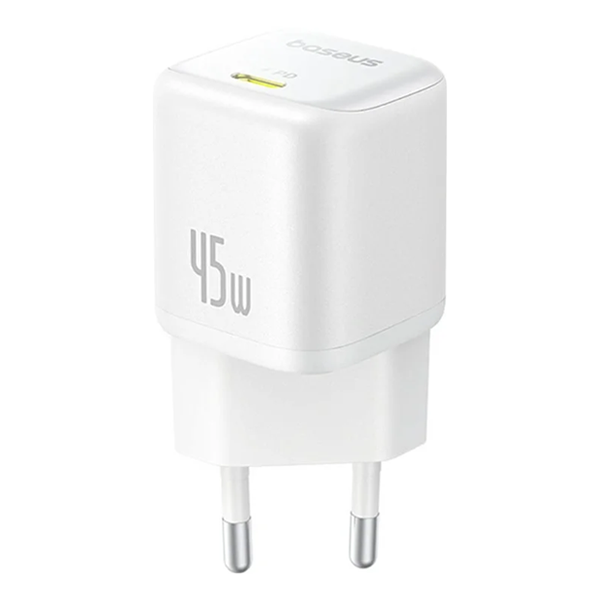 ראש מטען Type-C 45W לבן קומפקטי | Baseus PicoGo GaN
