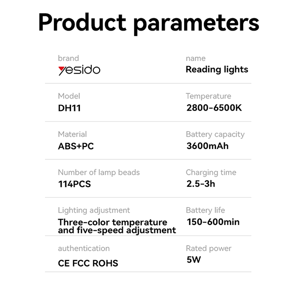 תאורת שולחן חכמה וניידת עם טעינה מהירה 3,600mAh ועיצוב מגנטי | Yesido DH11