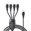 כבל USB-C קלוע 4 ב-1 באורך 1.2 מטר עם חיבורי USB-C ו-Lightning מהירים | Yesido CA110