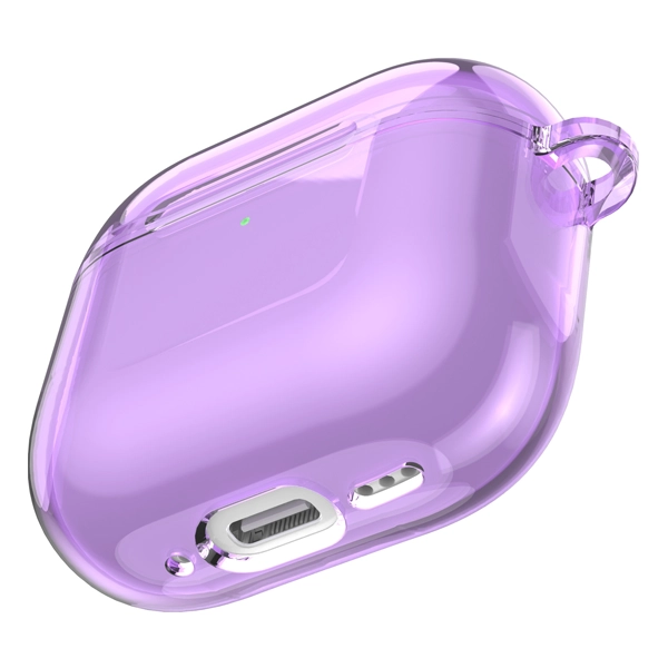 כיסוי לאיירפודס 4 שקוף סגול עם הגנה קשיחה וקליפס מתכת לנשיאה | Beelan Hybrid