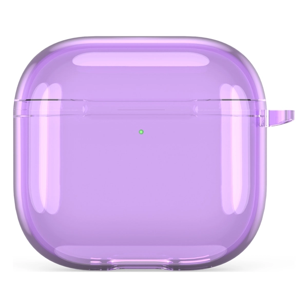 כיסוי לאיירפודס 4 שקוף סגול עם הגנה קשיחה וקליפס מתכת לנשיאה | Beelan Hybrid