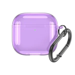 כיסוי לאיירפודס 4 שקוף סגול עם הגנה קשיחה וקליפס מתכת לנשיאה | Beelan Hybrid