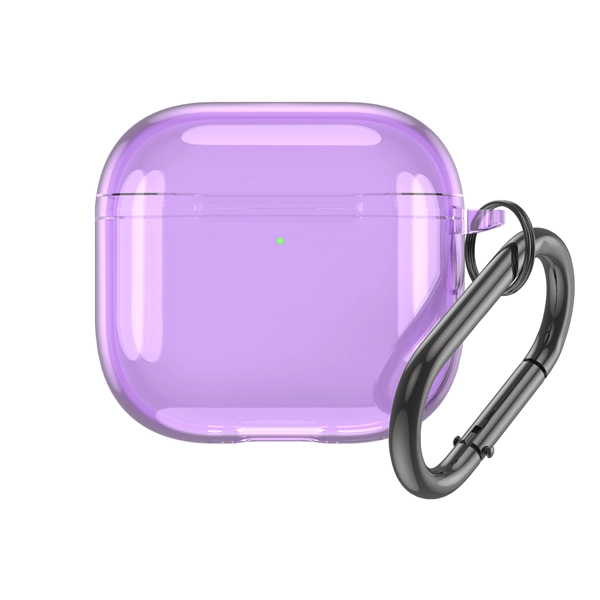 כיסוי לאיירפודס 4 שקוף סגול עם הגנה קשיחה וקליפס מתכת לנשיאה | Beelan Hybrid