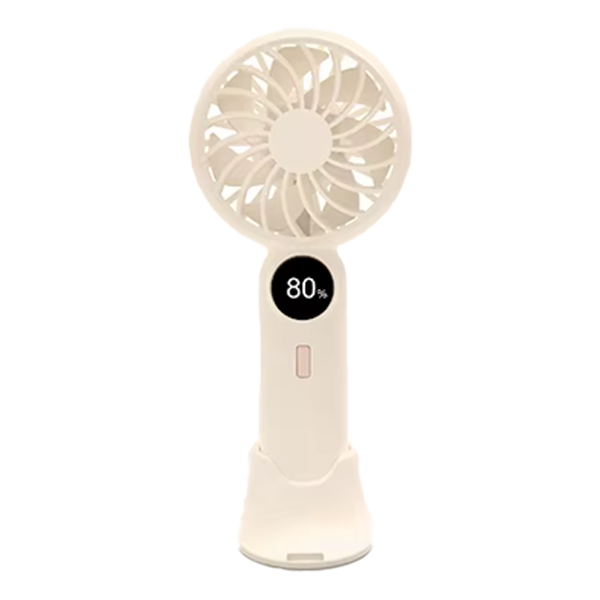 מאוורר מיני נייד בז׳ עם תצוגה דיגיטלית | H18